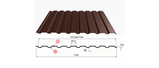 Профнастил коричневый оцинкованный  RAL 8017 С-20 купить недорого в Ловцах