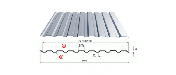 Профнастил оцинкованный С-20 1100x3000 купить недорого в Ловцах