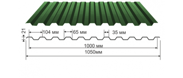 Профнастил зеленый оцинкованный  RAL 6005 С-21 купить недорого в Ловцах